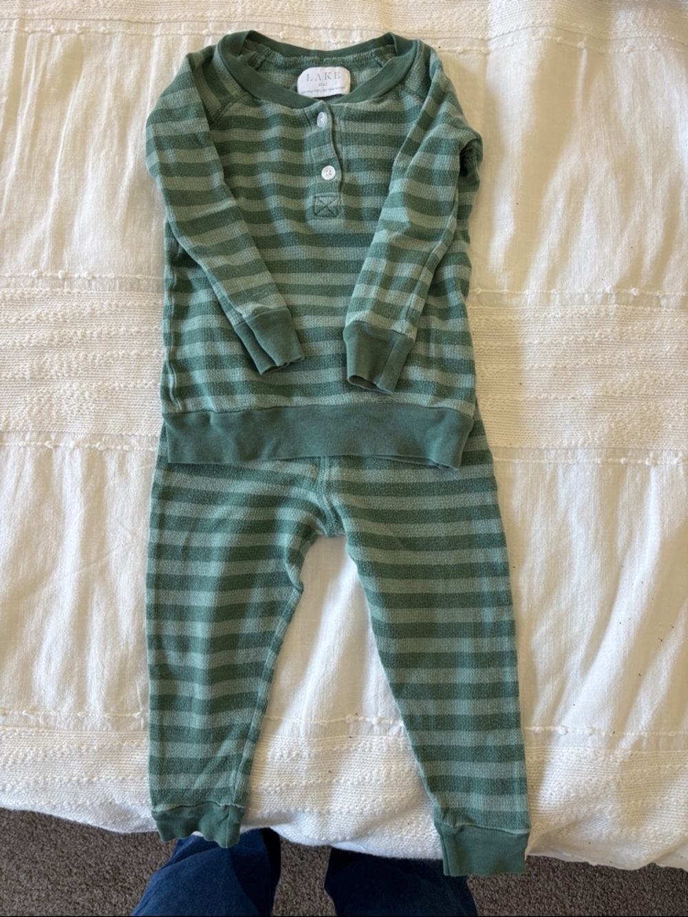 Tea Collection Green Striped Kids Pajama Set